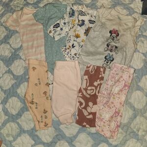 3-6 months clothing 4 oncies and 4 pairs of pants